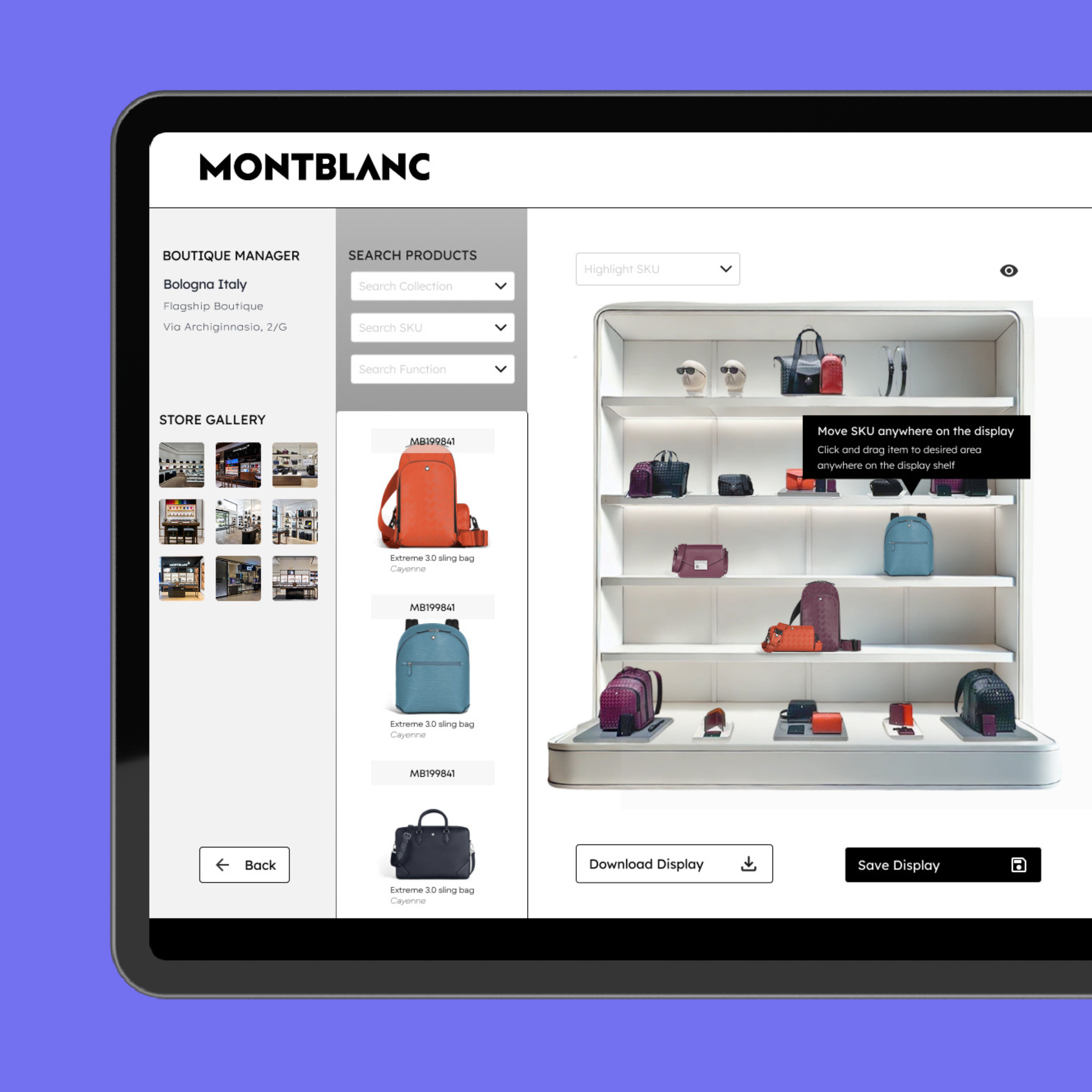 Montblanc store visualisation tool